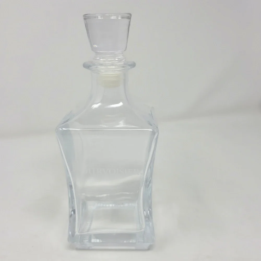 Courvoisier Glass Decanter Unisex OS Clear Square Tapered Etched Logo Barware